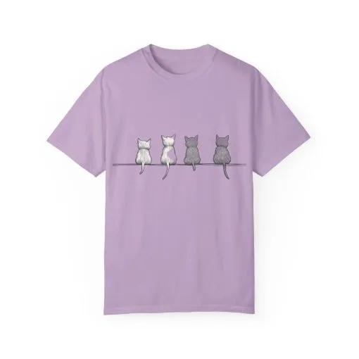 Cute Cat Sitting T-Shirt - Unisex Garment-Dyed Tee for Cat Lovers - Image 17