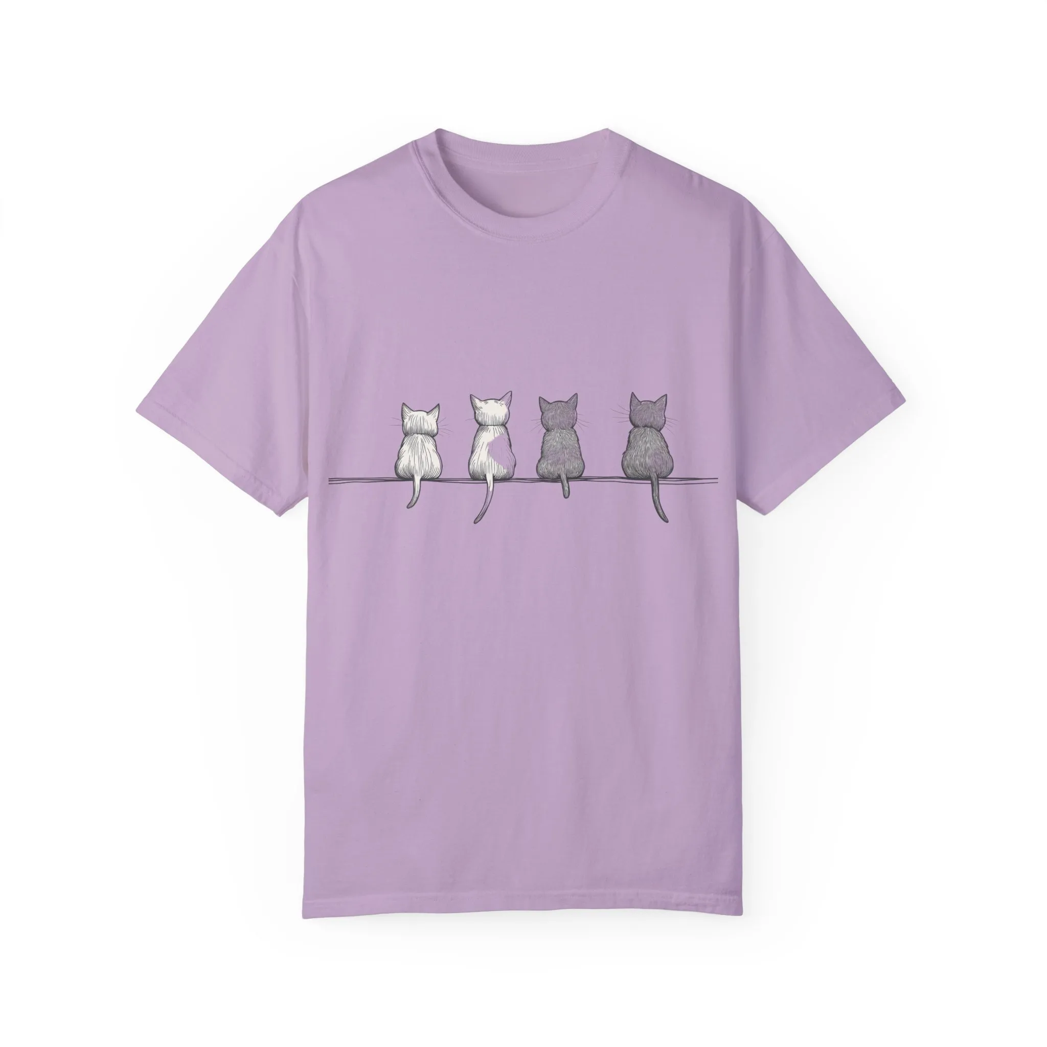 Cute Cat Sitting T-Shirt - Unisex Garment-Dyed Tee for Cat Lovers - Image 17