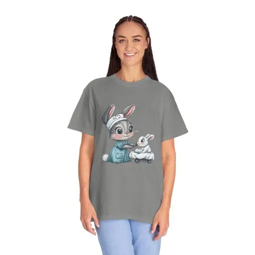 Cute Nurse Bunny Unisex Garment-Dyed T-Shirt - Image 38
