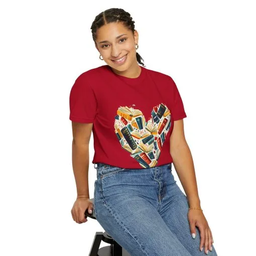 Book Lover's Heart Unisex Garment-Dyed T-Shirt - Image 48
