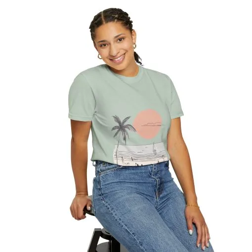 Sunset Beach Vibe Unisex Garment-Dyed T-Shirt - Image 4