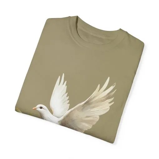 Serene Dove Unisex Garment-Dyed T-Shirt - Peaceful Nature Design - Image 10