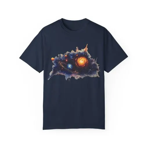 Cosmic Adventure Unisex Garment-Dyed T-Shirt - Space-Themed Graphic Tee