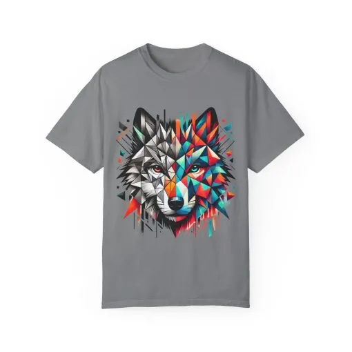 Vibrant Wolf Design Unisex Garment-Dyed T-Shirt - Colorful Art Tee - Image 16