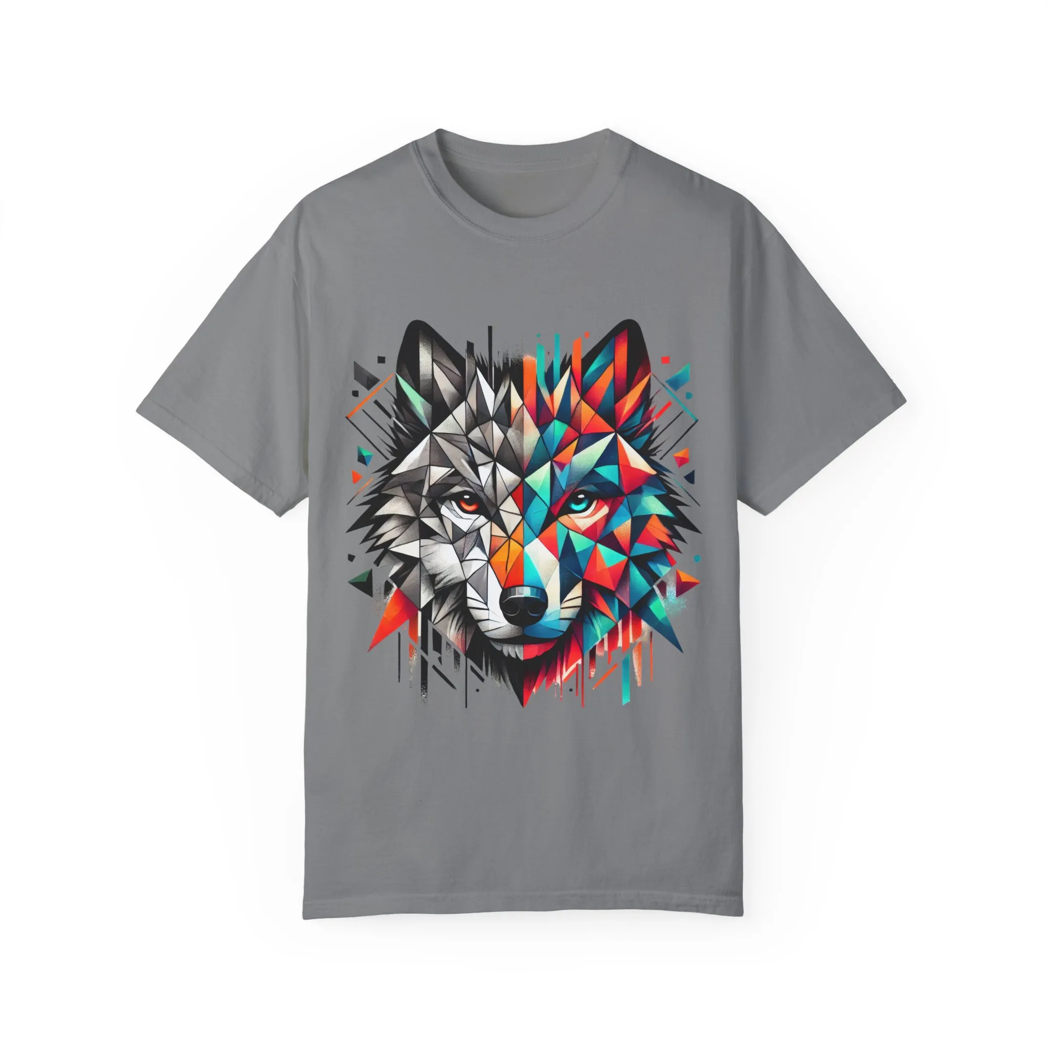 Vibrant Wolf Design Unisex Garment-Dyed T-Shirt - Colorful Art Tee - Image 16