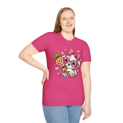 Cute Bunny Love Unisex Softstyle T-Shirt - Perfect for Valentine's Day and Spring Celebrations - Image 4