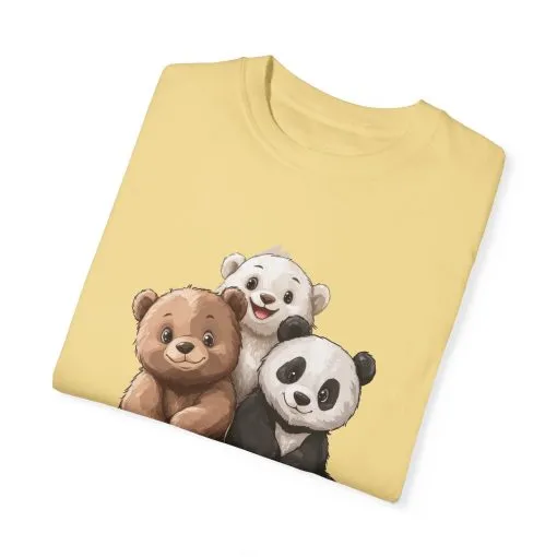 Adorable Bear and Panda Friends Unisex Garment-Dyed T-Shirt - Image 30