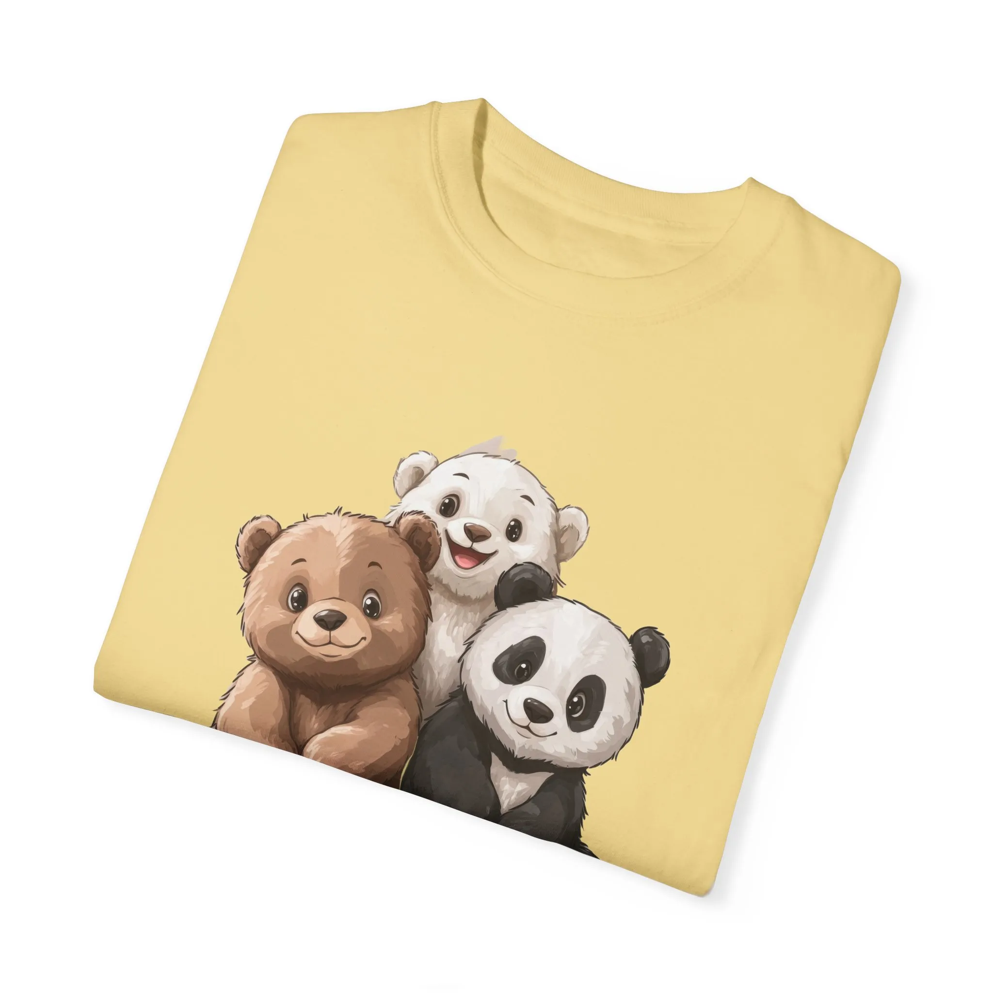 Adorable Bear and Panda Friends Unisex Garment-Dyed T-Shirt - Image 30