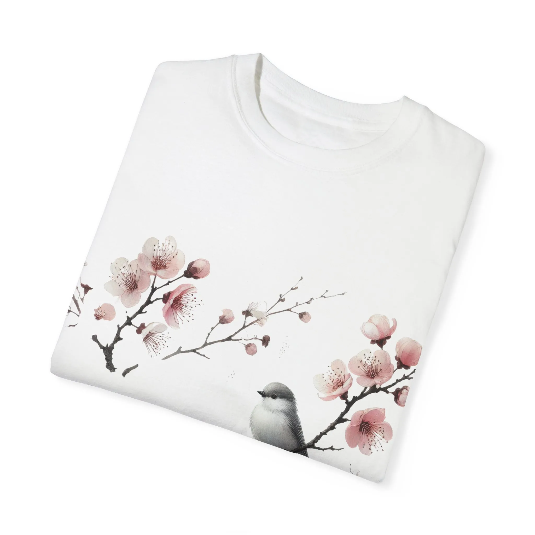 Spring Blossom Unisex T-Shirt - Floral Bird Design - Image 3