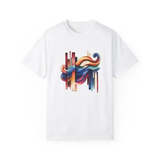 Colorful Abstract Art Unisex Garment-Dyed T-Shirt | Trendy Graphic Tee for Art Lovers - Image 5