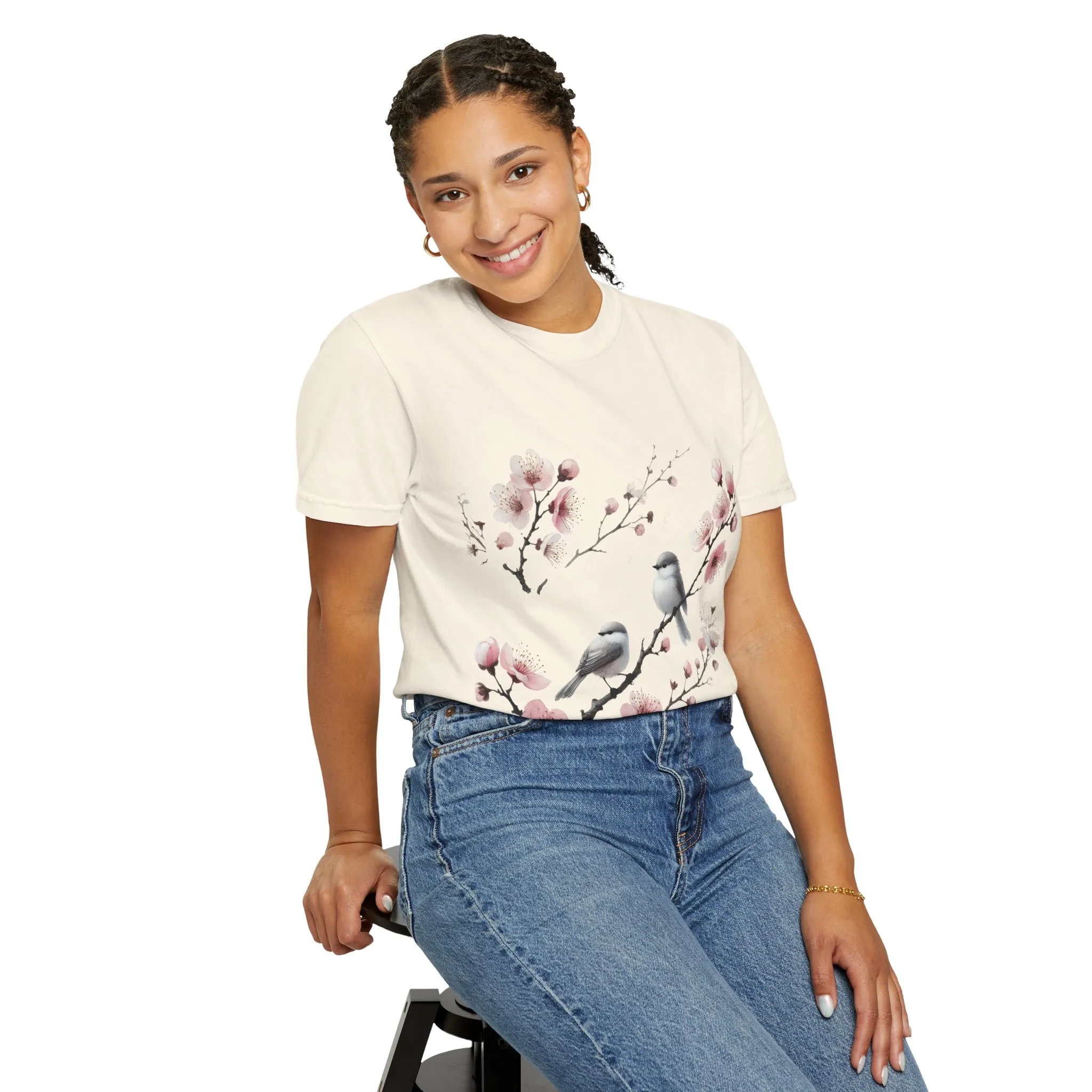 Spring Blossom Unisex T-Shirt - Floral Bird Design - Image 8