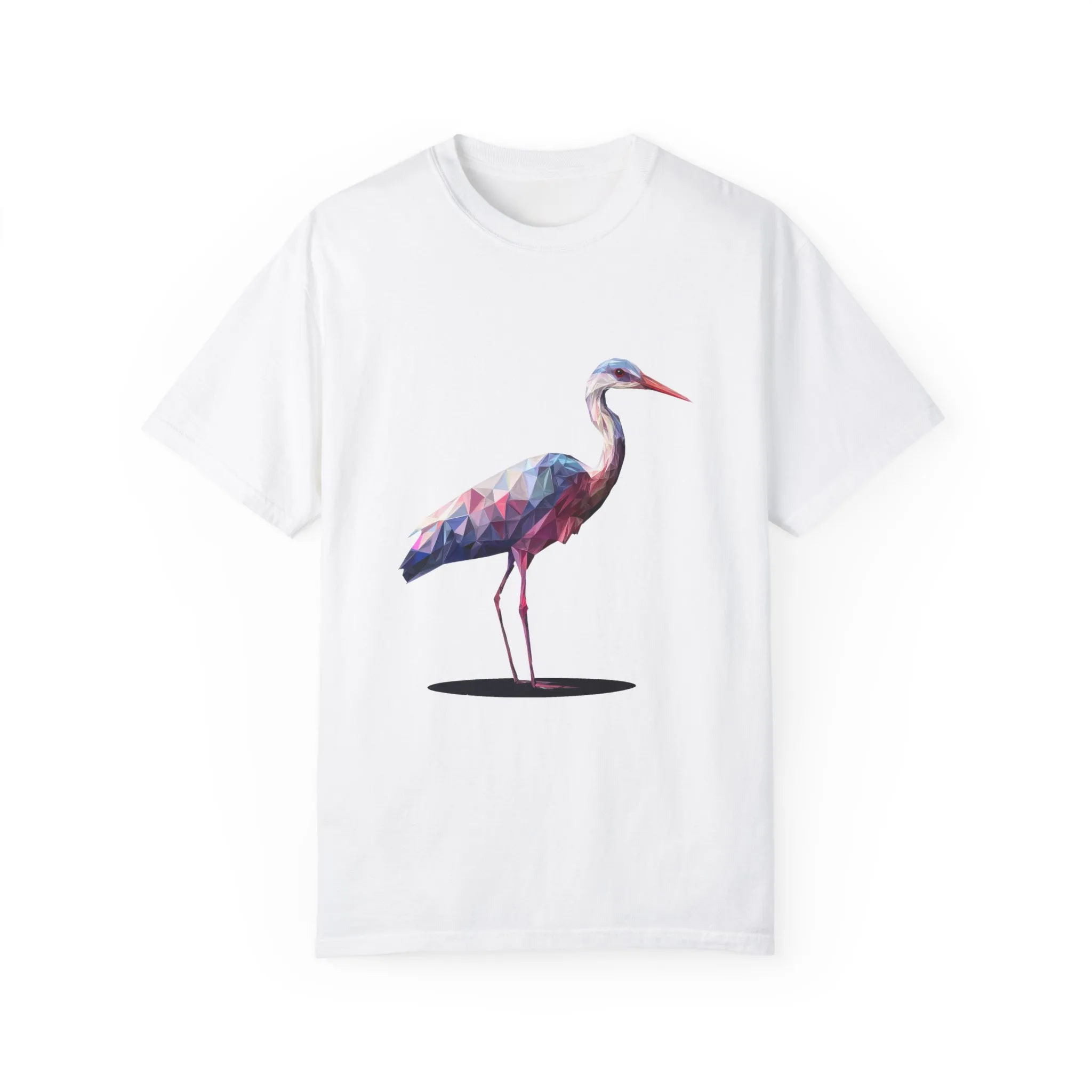 Geo Crane Unisex Garment-Dyed T-Shirt – Stylish Bird Graphic Tee for Nature Lovers - Image 2