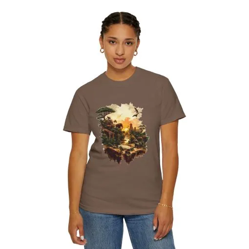 Adventure-Inspired Unisex Garment-Dyed T-Shirt with Nature Scene - Image 12
