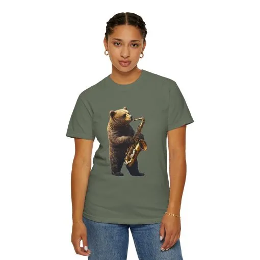 Jazz Bear Unisex Garment-Dyed T-Shirt - Image 24
