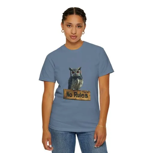 Funny Owl T-Shirt - "No Rules" Unisex Garment-Dyed Tee for Animal Lovers - Image 20