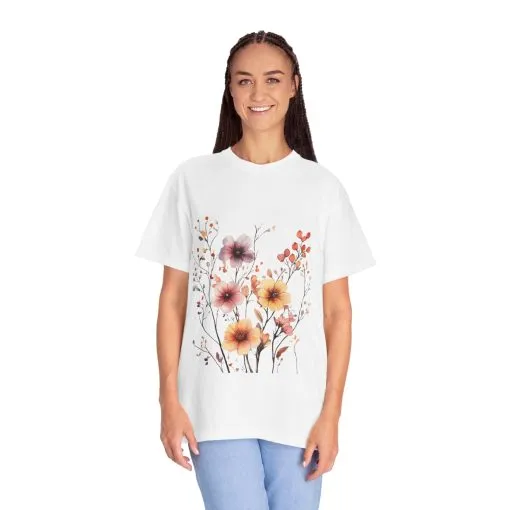 Floral Garden Unisex Garment-Dyed T-Shirt - Perfect for Spring and Casual Wear