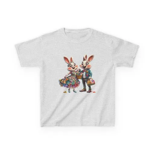 Adorable Bunny Couple Kids Tee - Perfect for Easter Celebrations - Image 7