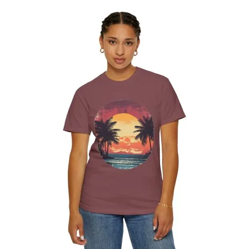 Unisex Garment-Dyed T-shirt | Sunset Beach Vibes Tee - Image 12