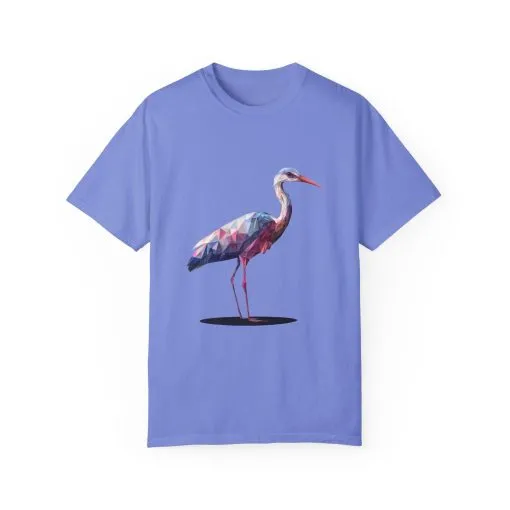 Geo Crane Unisex Garment-Dyed T-Shirt – Stylish Bird Graphic Tee for Nature Lovers - Image 21
