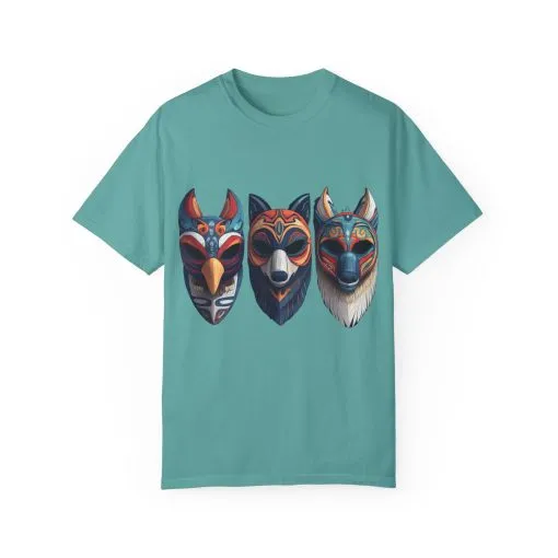 Tribal Mask Unisex Garment-Dyed T-Shirt | Artistic & Colorful Graphic Tee - Image 17