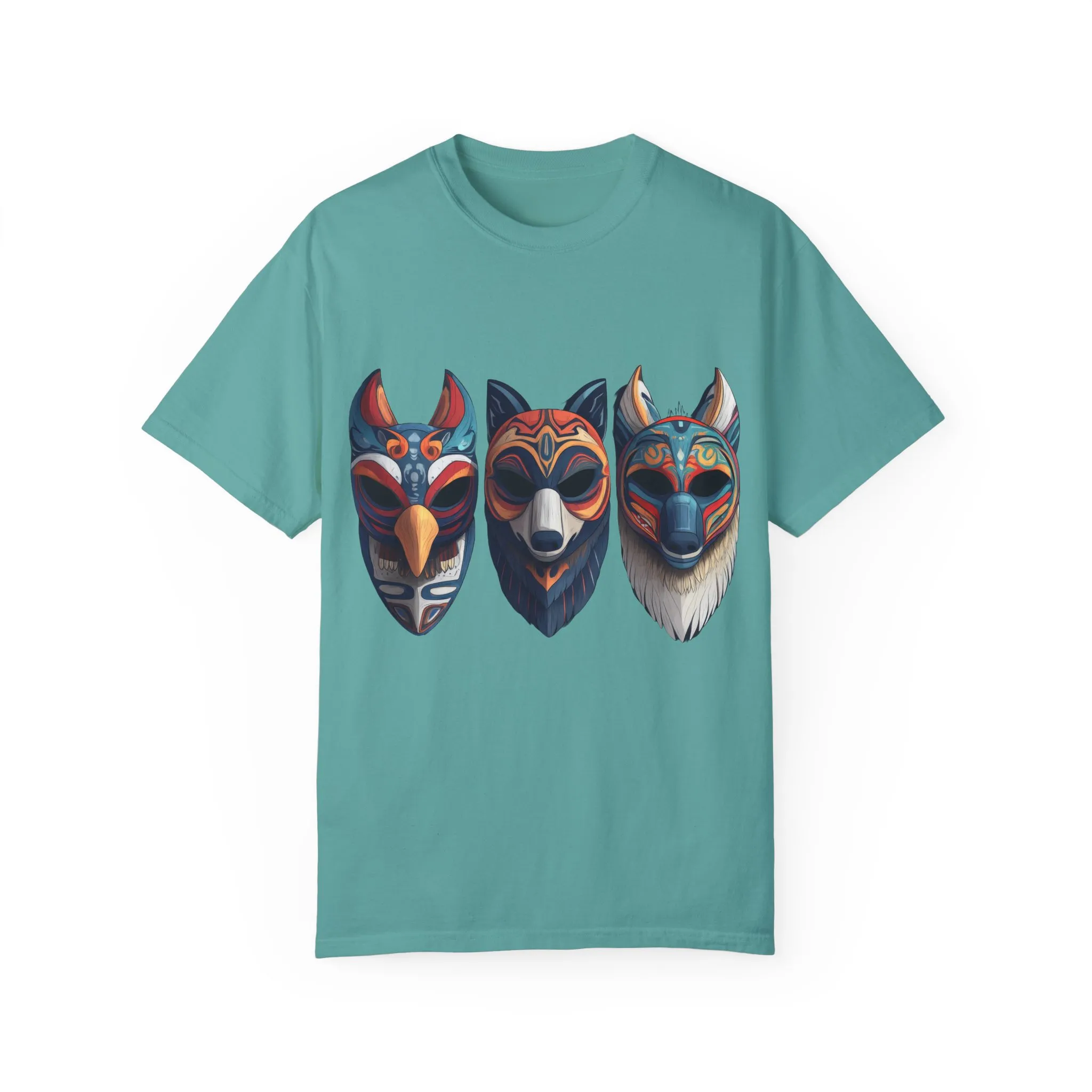 Tribal Mask Unisex Garment-Dyed T-Shirt | Artistic & Colorful Graphic Tee - Image 17