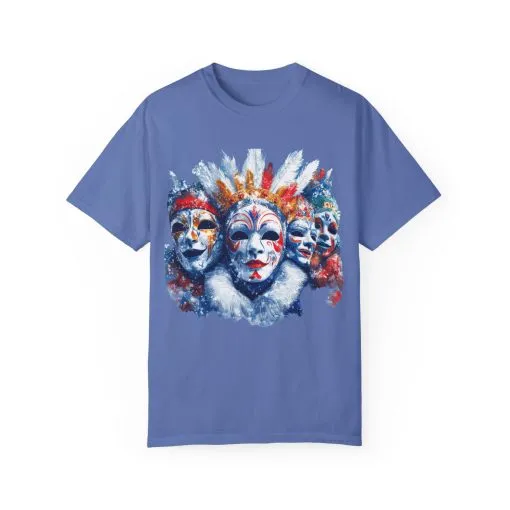 Vibrant Carnival Masks T-Shirt - Unisex Garment-Dyed Tee for Festive Celebrations - Image 17