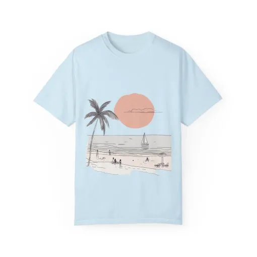 Sunset Beach Vibe Unisex Garment-Dyed T-Shirt - Image 17