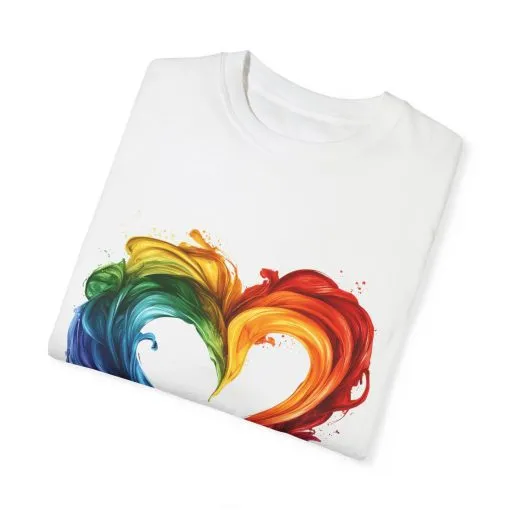 Pride Heart Unisex Garment-Dyed T-shirt - Colorful Rainbow Design for LGBTQ+ Celebration - Image 6