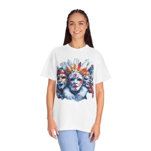 Vibrant Carnival Masks T-Shirt - Unisex Garment-Dyed Tee for Festive Celebrations - Image 8