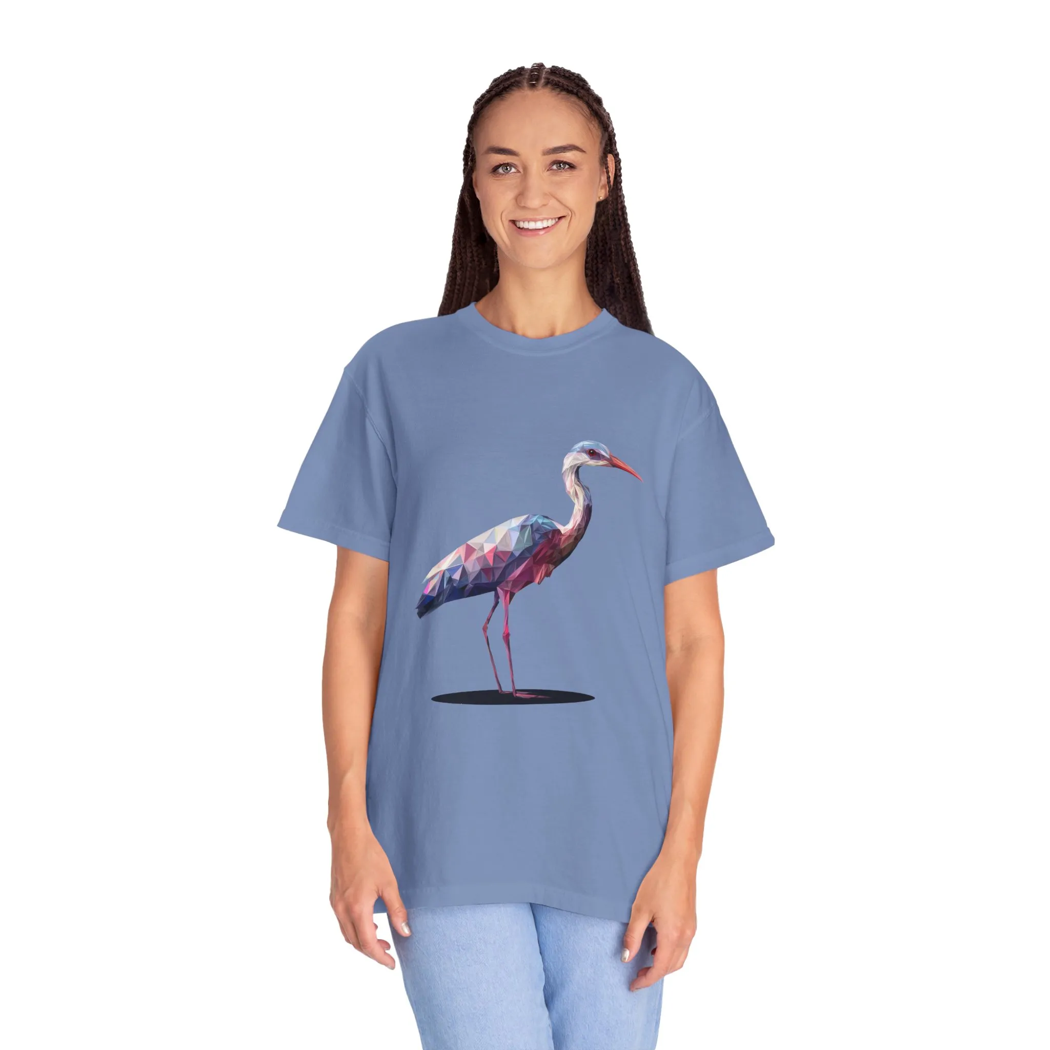 Geo Crane Unisex Garment-Dyed T-Shirt – Stylish Bird Graphic Tee for Nature Lovers - Image 18