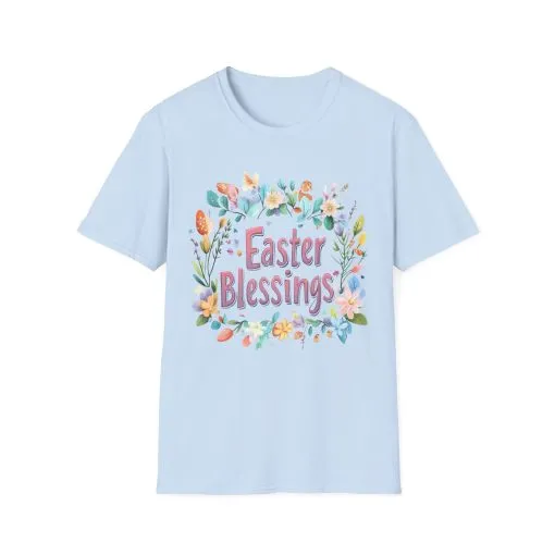 Easter Blessings Unisex Softstyle T-Shirt – Spring Floral Design - Image 26