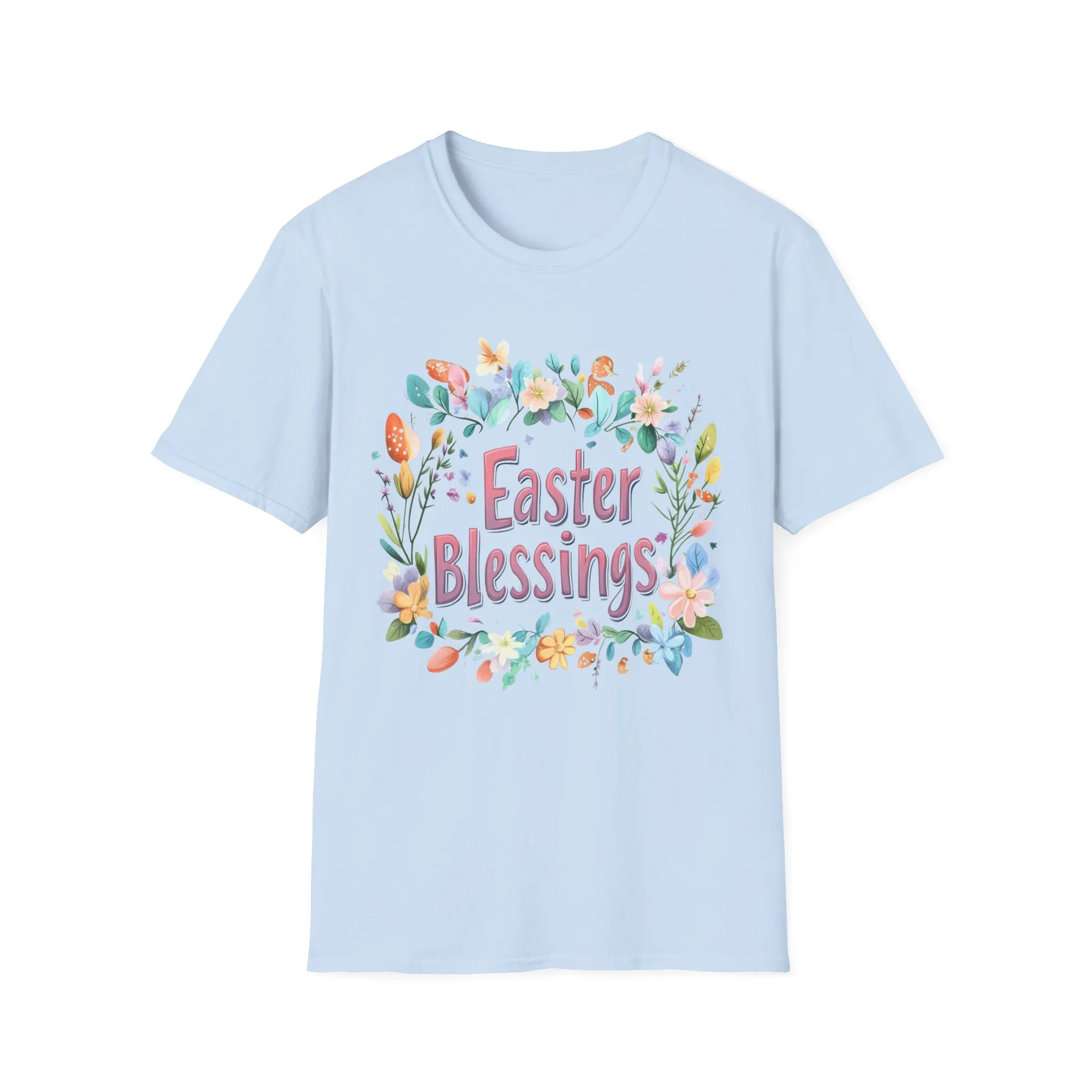 Easter Blessings Unisex Softstyle T-Shirt – Spring Floral Design - Image 26
