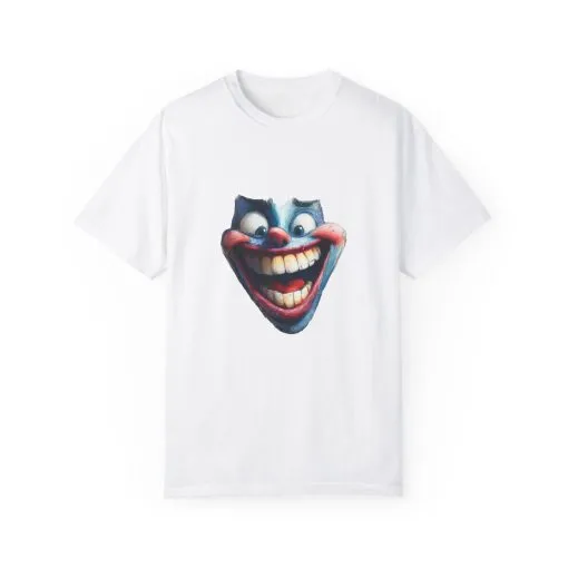 Unisex Garment-Dyed T-shirt with Vintage Clown Print - Perfect for Halloween & Graphic Tee Lovers - Image 5