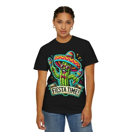 Fiesta Time Cactus T-Shirt - Unisex Garment-Dyed Tee for Celebration Lovers - Image 36