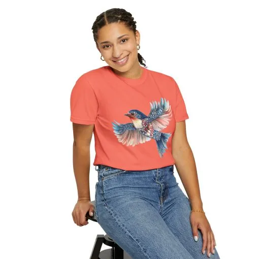 Colorful Bird Art Unisex T-Shirt - Nature-Inspired Garment-Dyed Tee - Image 12