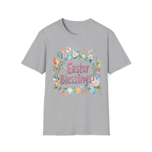 Easter Blessings Unisex Softstyle T-Shirt – Spring Floral Design - Image 11