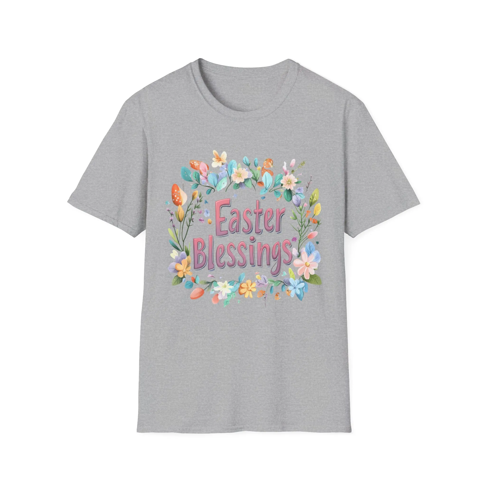 Easter Blessings Unisex Softstyle T-Shirt – Spring Floral Design - Image 11