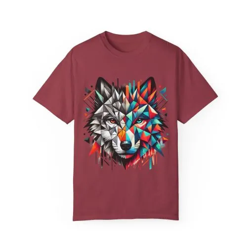 Vibrant Wolf Design Unisex Garment-Dyed T-Shirt - Colorful Art Tee - Image 28