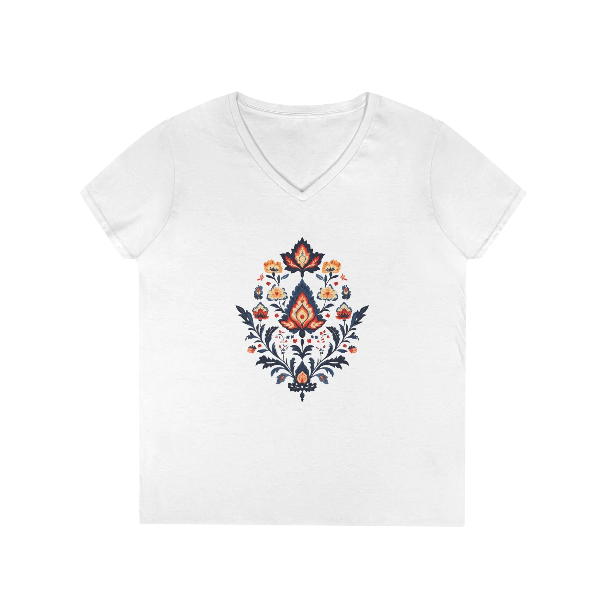 Floral Elegance Ladies' V-Neck T-Shirt | Boho Chic Style for Everyday Wear - Image 3