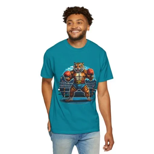 Boxing Tiger Unisex Garment-Dyed T-shirt | Sporty, Bold Graphic Tee for Animal Lovers - Image 16