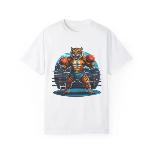 Boxing Tiger Unisex Garment-Dyed T-shirt | Sporty, Bold Graphic Tee for Animal Lovers - Image 5