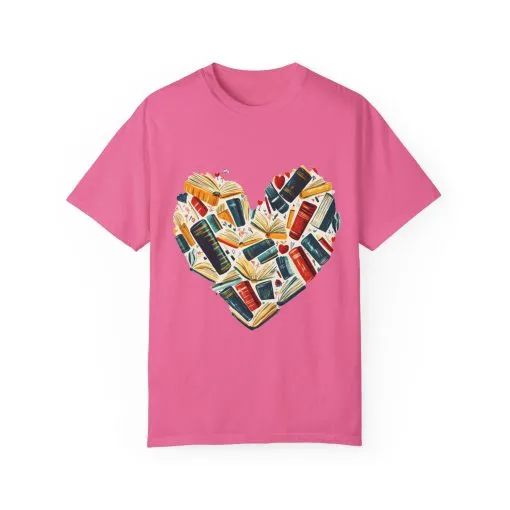 Book Lover's Heart Unisex Garment-Dyed T-Shirt - Image 41