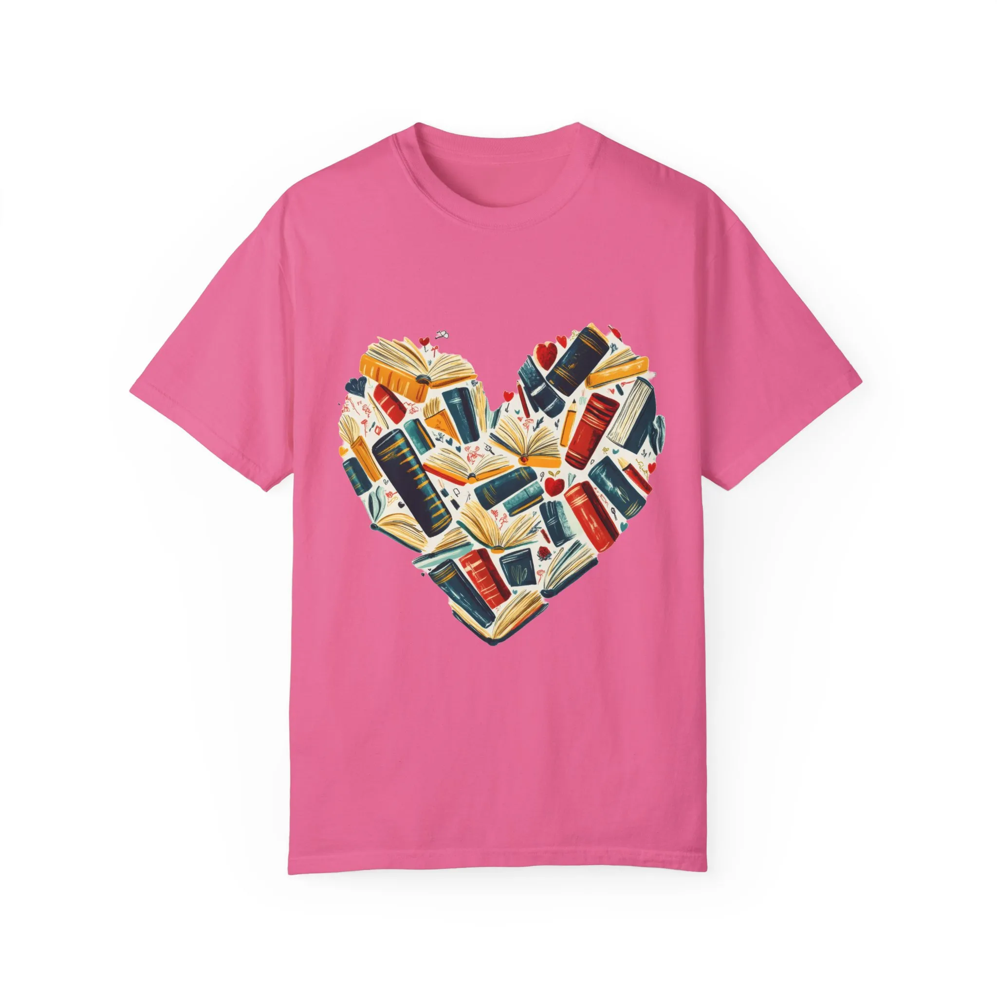 Book Lover's Heart Unisex Garment-Dyed T-Shirt - Image 41