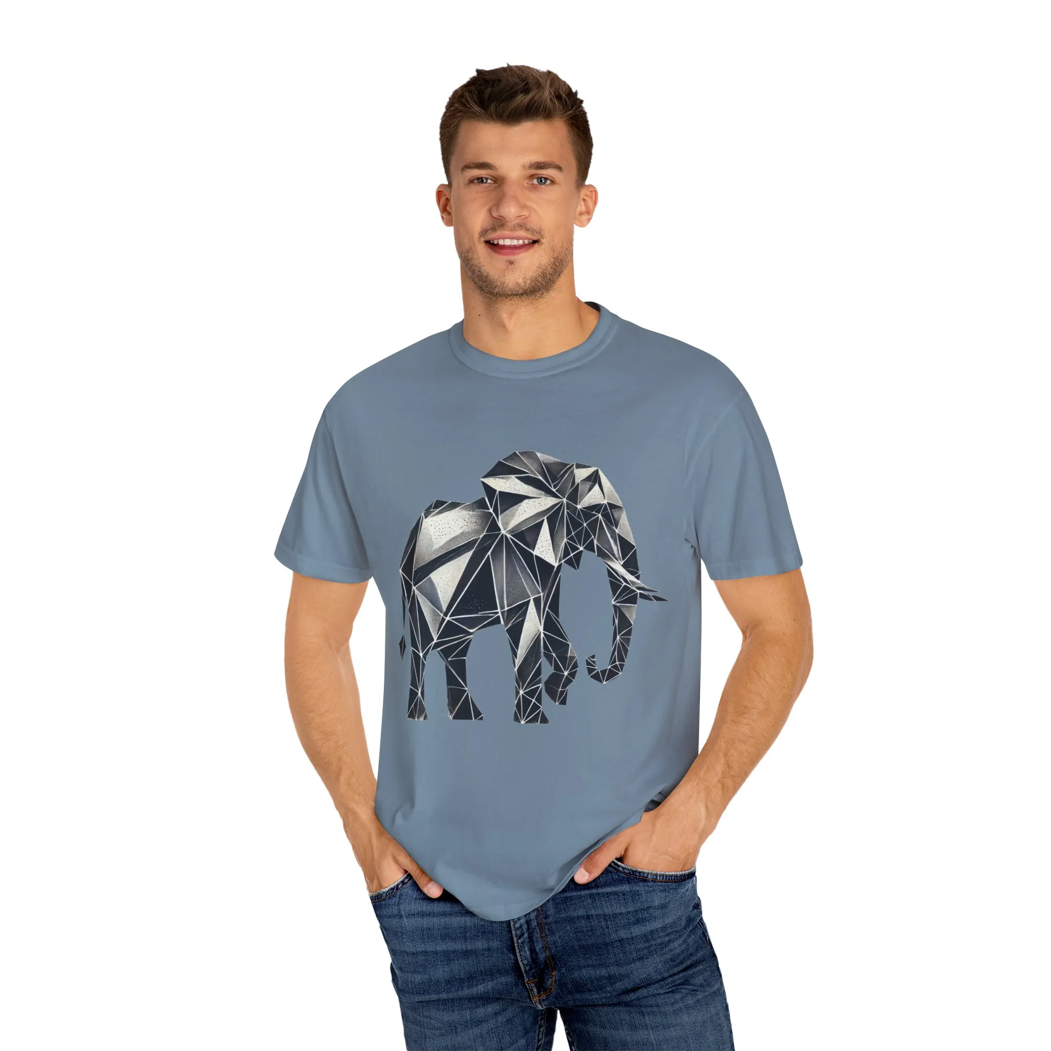 Geometric Elephant Unisex Garment-Dyed T-Shirt - Image 19