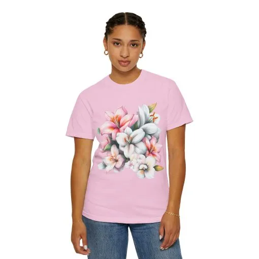Floral Elegance Unisex Garment-Dyed T-Shirt - Perfect for Spring Celebrations - Image 48
