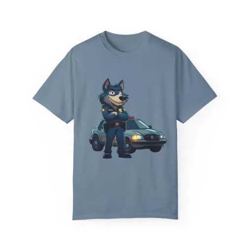 Cute Cartoon Police Dog T-Shirt - Unisex Garment-Dyed Tee - Image 25