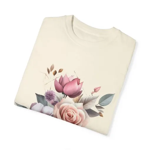 Floral Bouquet Unisex Garment-Dyed T-Shirt - Perfect for Spring Celebrations - Image 6
