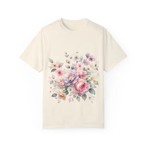 Floral Bliss Unisex Garment-Dyed T-Shirt – Perfect for Spring Celebrations and Everyday Wear - Image 2
