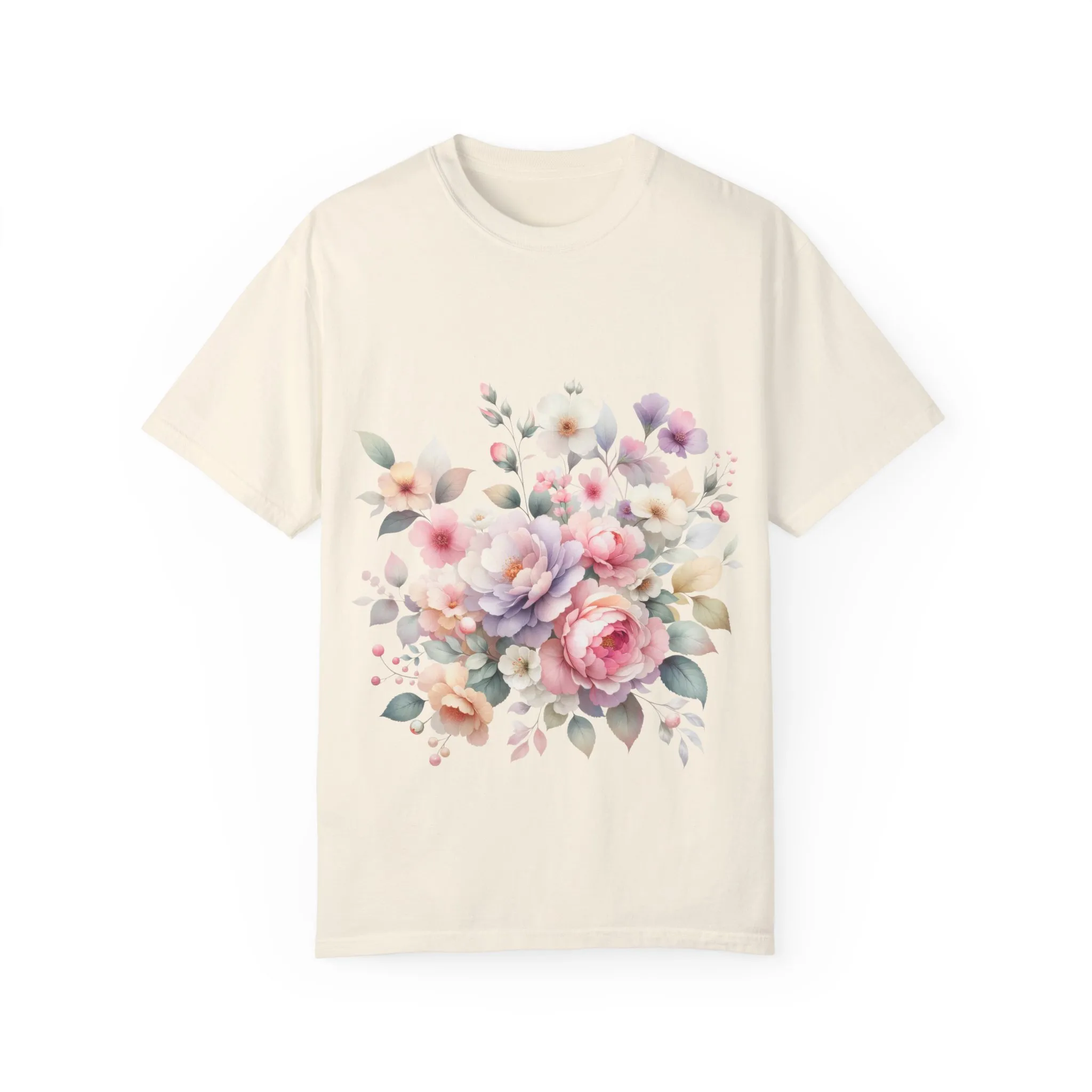 Floral Bliss Women's Garment-Dyed T-Shirt – Perfect for Spring Celebrations and Everyday Wear - Image 2