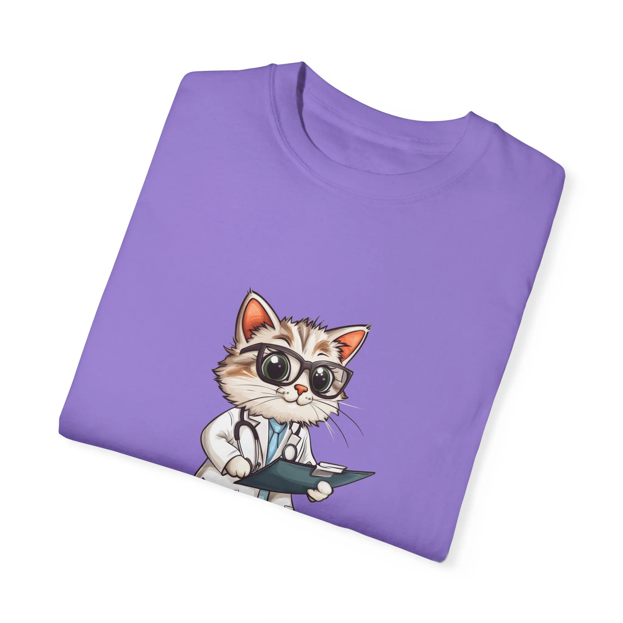 Funny Cat Doctor Unisex Garment-Dyed T-Shirt - Image 53